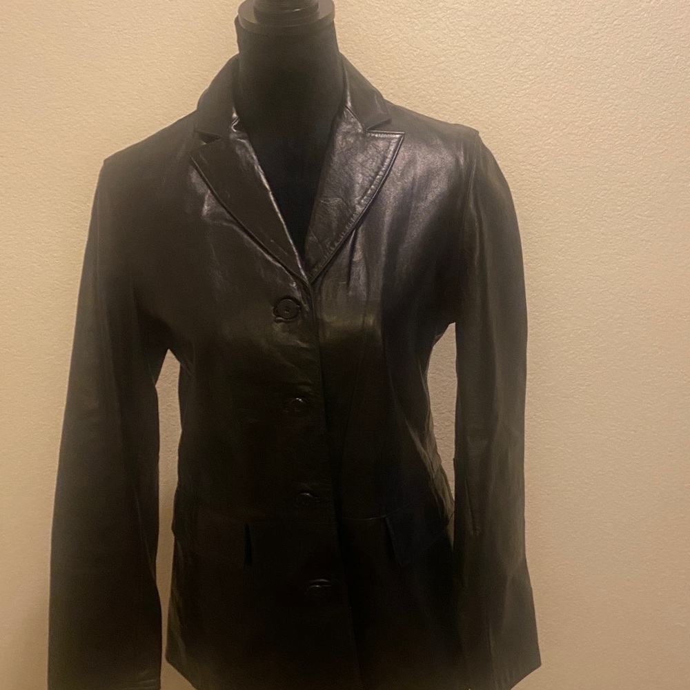 GAP Black Leather Outerwear - Picture 4 of 5